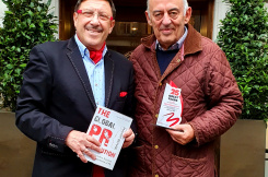 Maxim Behar and Alan Ogden outside their favorite restaurant in London's Mandarin Oriental, 2019