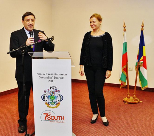 Anna Buttler Payette, managing director of 7°South, and Maxim Behar, The Consulate of the Republic of Seychelles in Bulgaria